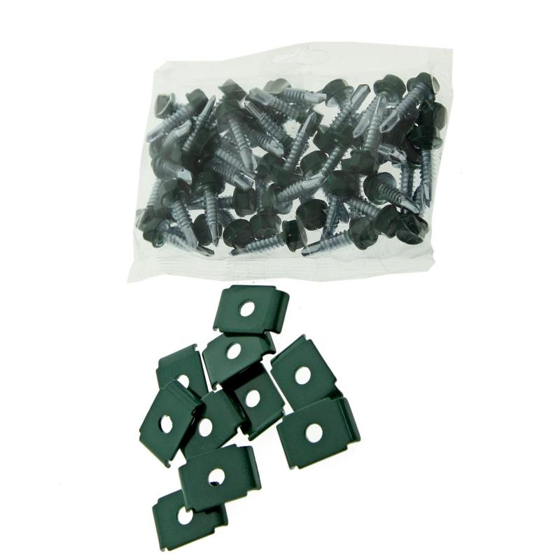 Clemă pentru fixare gard 20x30mm cu şurub autoforant 6,3x25 - RAL