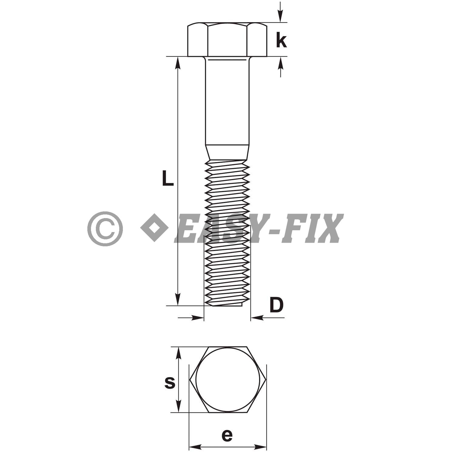Şurub cap hexagonal DIN 931- 8.8 M 6x150 ZA - EasyFix