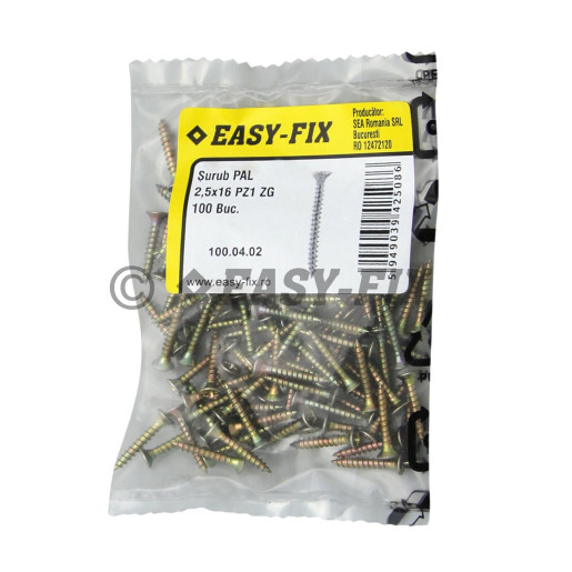 Şurub pt PAL şi lemn cap înecat 2,5x16 ZG PZ1 (100 buc)