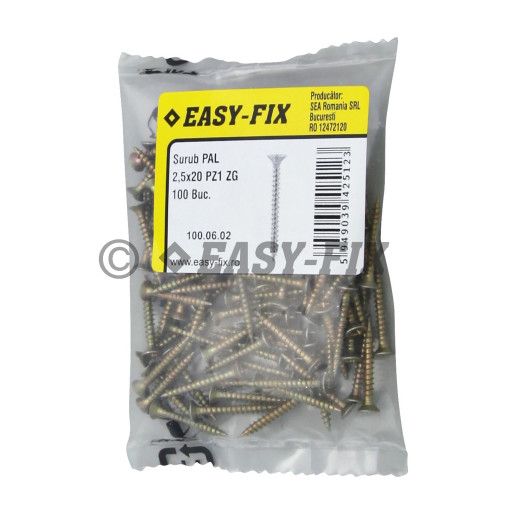 Şurub pt PAL şi lemn cap înecat 2,5x20 ZG PZ1 (100 buc)