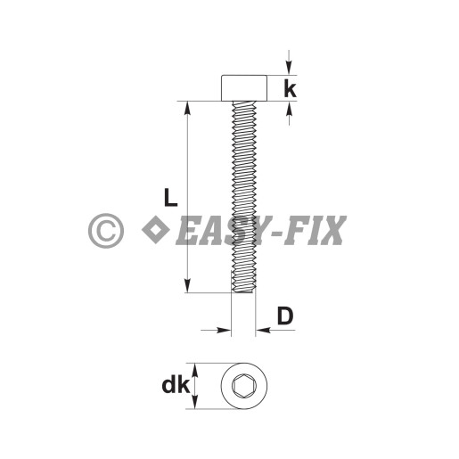 Şurub cap cilindric DIN 912- 8.8 M  4x 16 ZA SW3 (500 buc)