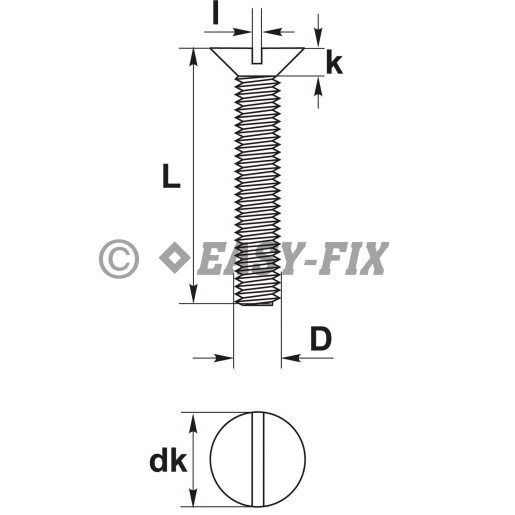 Şurub cap înecat DIN 963 - M 5x 40 Inox A2 (-) (500 buc)