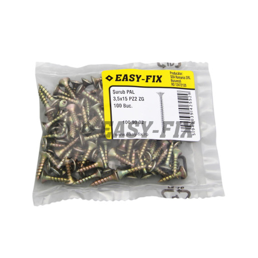Şurub pt PAL şi lemn cap înecat 3,5x15 ZG PZ2 (100 buc)