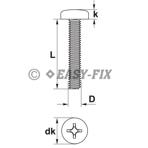 Şurub cap bombat DIN 7985-4.8 - M10x 70 ZA  PH4 (25 buc)