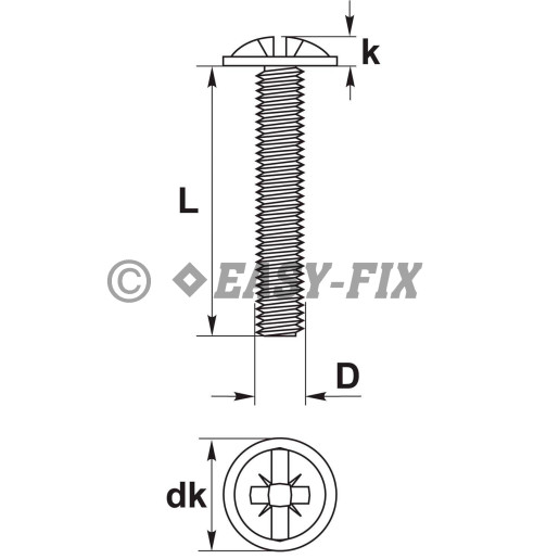 Şurub cap bombat combinat M 5x  8 ZA (500 buc)