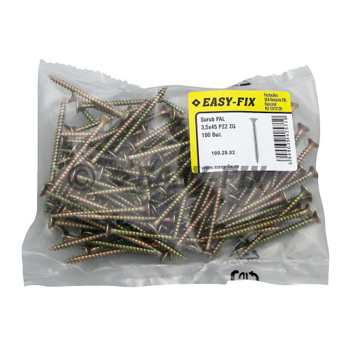 Şurub pt PAL şi lemn cap înecat 3,5x45 ZG PZ2 (100 buc)