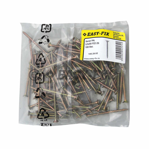 Şurub pt PAL şi lemn cap înecat 3,5x50 ZG PZ2 (100 buc)