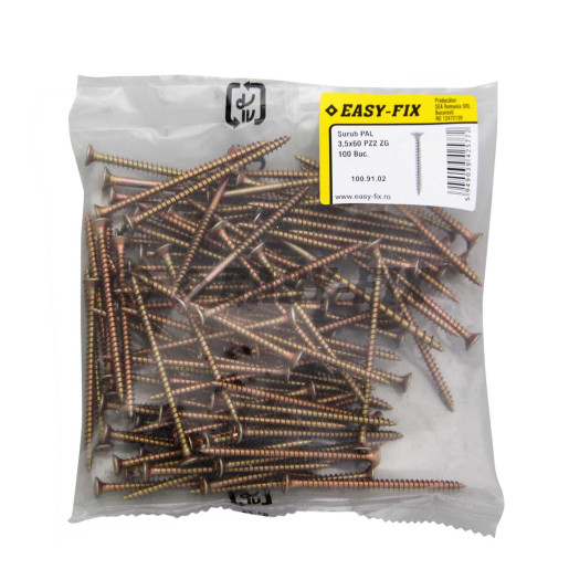 Şurub pt PAL şi lemn cap înecat 3,5x60 ZG PZ2 (100 buc)