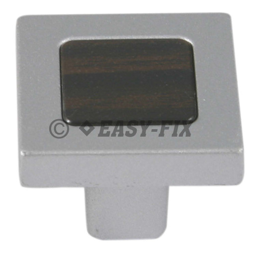 Buton metalic 481.57 - 24x24x20mm - Cromat Satinat/Wenge