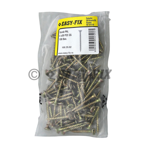 Şurub pt PAL şi lemn cap înecat 4,0x30 ZG PZ2 (100 buc)