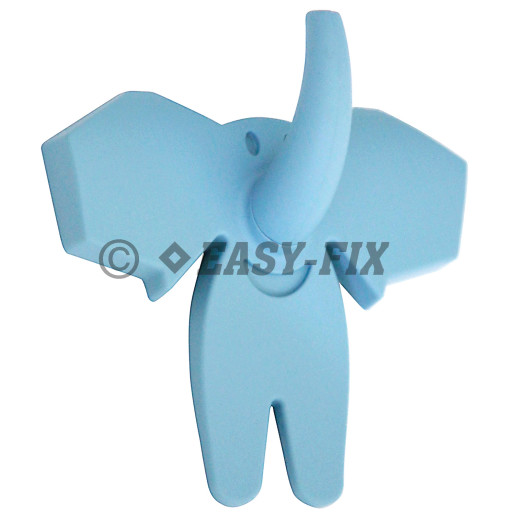 Cuier plastic 85x80mm - Elefant - Bleu
