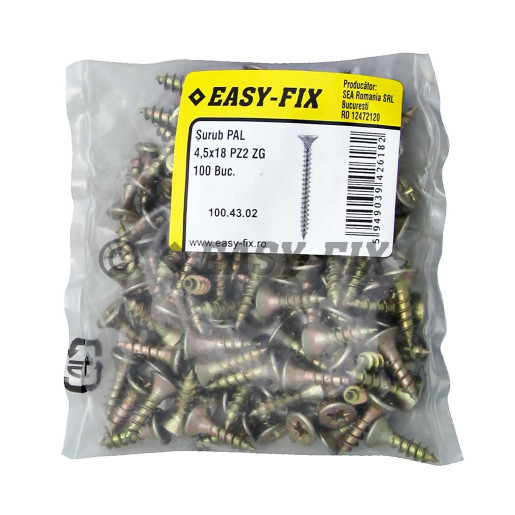 Şurub pt PAL şi lemn cap înecat 4,5x18 ZG PZ2 (100 buc)