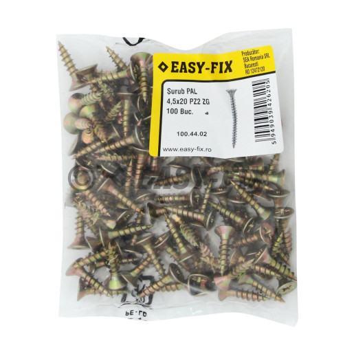 Şurub pt PAL şi lemn cap înecat 4,5x20 ZG PZ2 (100 buc)