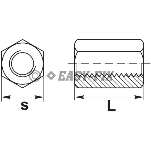 Piuliţă hexagonală de cuplare M 6x12 ZA (20 buc)