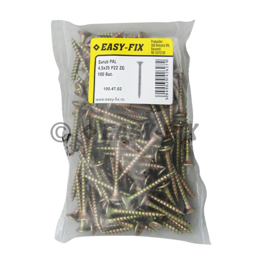 Şurub pt PAL şi lemn cap înecat 4,5x35 ZG PZ2 (100 buc)