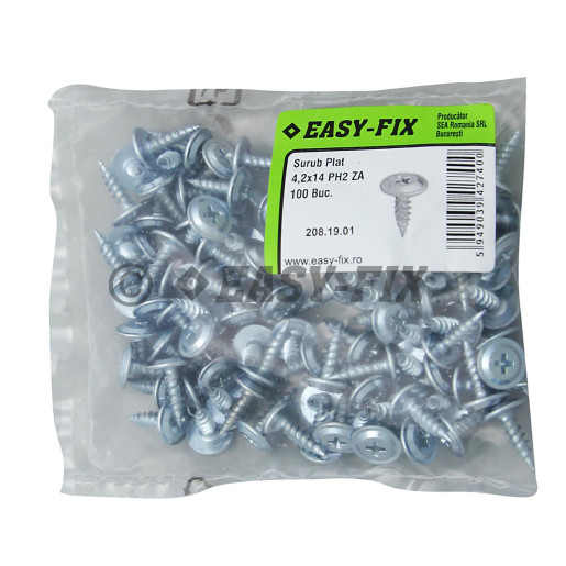 Şurub cap plat dublu filet 4,2x14 ZA - PH2 (100 buc)