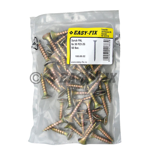 Şurub pt PAL şi lemn cap înecat 6,0x 30 ZG PZ3 (50 buc)