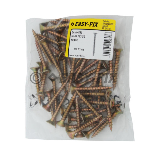 Şurub pt PAL şi lemn cap înecat 6,0x 45 ZG PZ3 (50 buc)