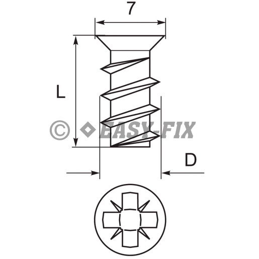 Euroşurub cap înecat Dk 7,2mm - 6,3x13 PZ2 Zincat Alb (500 buc)
