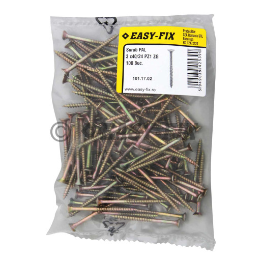 Şurub pt PAL şi lemn cap înecat 3,0x40/24 ZG PZ1 (100 buc)