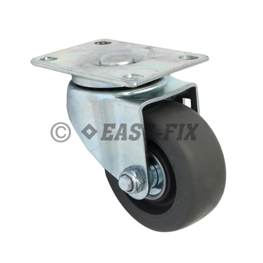 Roată cu placă rulment Ø 75x32  H=100 - 100kg -PU Gri