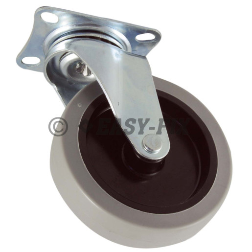 Roată cu placă rulment Ø100x25 H=120 - 100kg - PVC - Gri