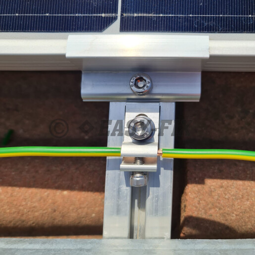 Clema set impamantare instalatii fotovoltaice 20x40mm - Aluminiu/Inox A2 - 2 buc/Punga Plastic