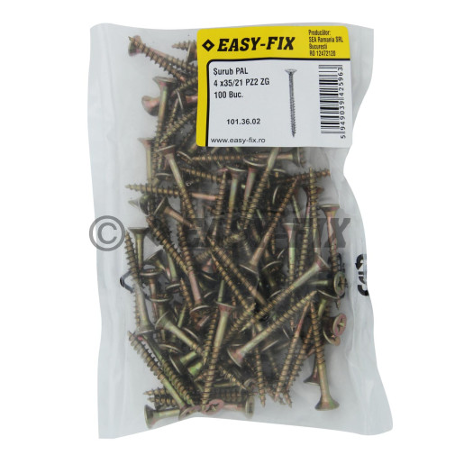 Şurub pt PAL şi lemn cap înecat 4,0x35/21 ZG PZ2 (100 buc)