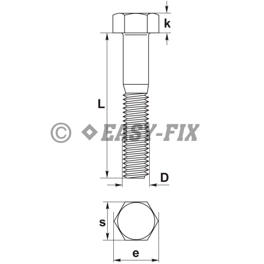 Şurub cap hexagonal DIN 931- 8.8 M12x 90 ZA