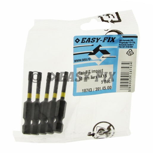 Cap surubelnita impact - BIT 50 mm Torx - TX15 - 5buc/punga 