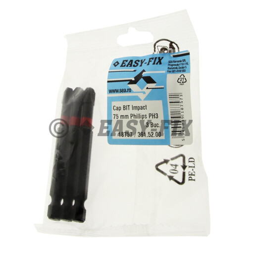 Cap surubelnita impact - BIT 75 mm Phillips PH3  - 3buc/punga 
