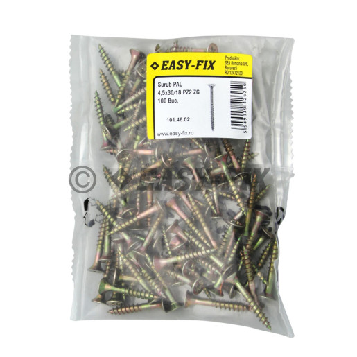 Şurub pt PAL şi lemn cap înecat 4,5x30/18 ZG PZ2 (100 buc)