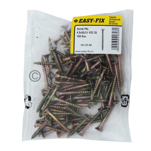 Şurub pt PAL şi lemn cap înecat 4,5x35/21 ZG PZ2 (100 buc)