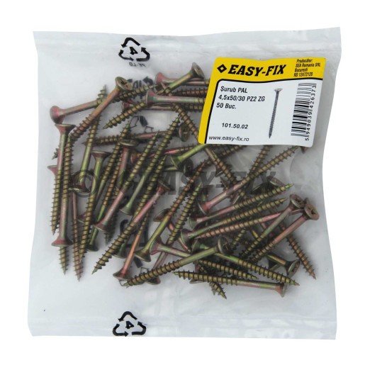 Şurub pt PAL şi lemn cap înecat 4,5x50/30 ZG PZ2 (50 buc)