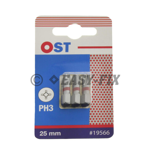 Set cap BIT OST inel Rosu 25mm Phillips PH3 - 3 buc/Blister