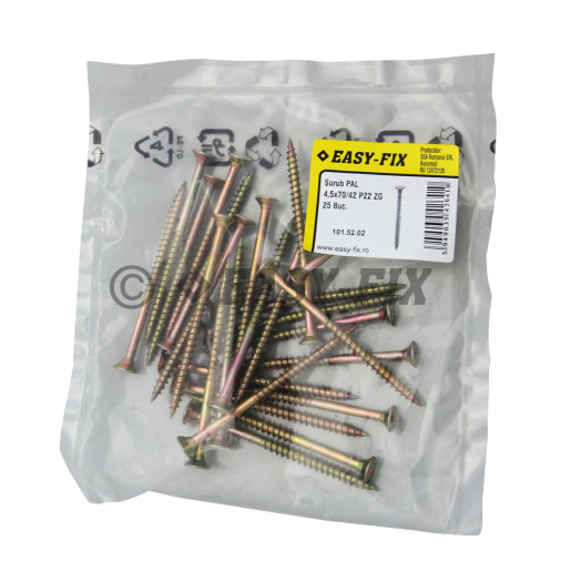 Şurub pt PAL şi lemn cap înecat 4,5x70/42 ZG PZ2 (25 buc)
