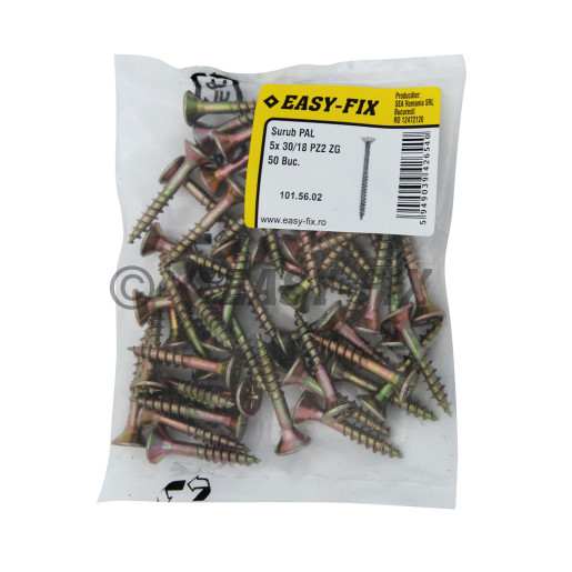 Şurub pt PAL şi lemn cap înecat 5,0x 30/18 ZG PZ2 (50 buc)