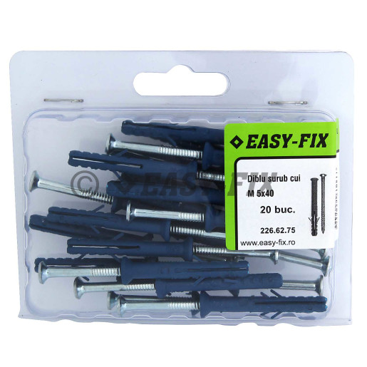 Diblu şurub cui Înecat Tip W -  5 x 40 Nylon Blue