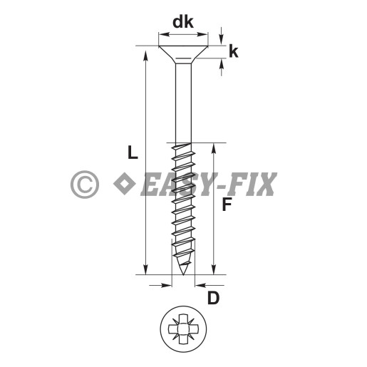 Şurub pt PAL şi lemn cap înecat 6,0x 70/60 ZG PZ3 (25 buc)