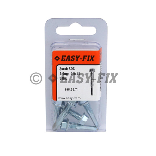 Şurub autoforant 4- 9mm cap hex - 5,5x 25 ZA - SW8