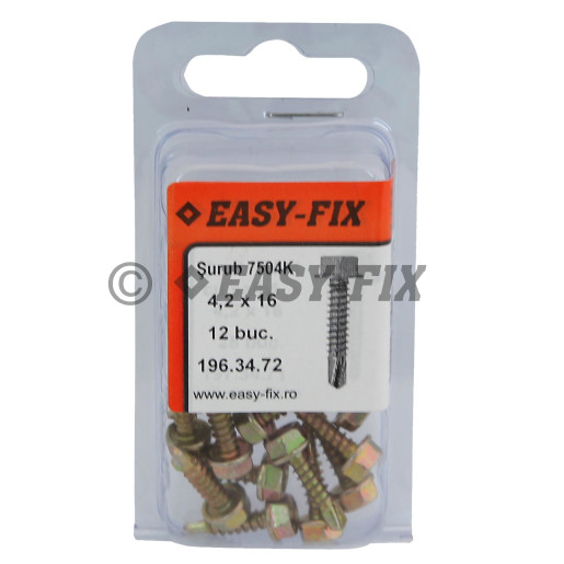 Şurub autoforant cap hex DIN 7504K 4,2x 16 ZG SW7