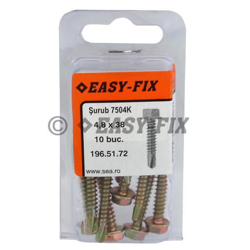 Şurub autoforant cap hex DIN 7504K 4,8x 38 ZG SW8