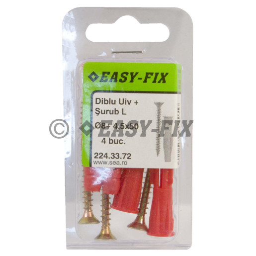 Diblu universal Ø 8 x50 şi Şurub L 4,5x 50