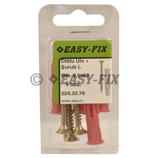 Diblu universal Ø 8 x50 şi Şurub L 5,0x 60