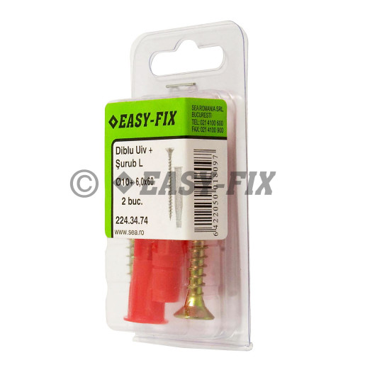 Diblu universal Ø10 x60 şi Şurub L 6,0x 60