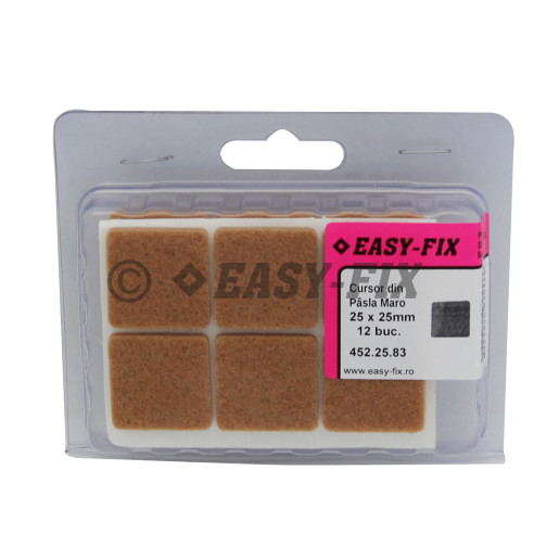 Cursor autoadeziv din pâslă 25 x 25 x 3 mm - Maro