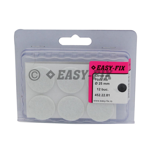 Cursor autoadeziv din pâslă Ø 25 x 3 mm - Alb