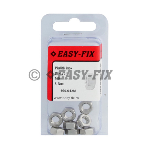 Piuliţă hexagonală DIN 934  M 6  Inox A2