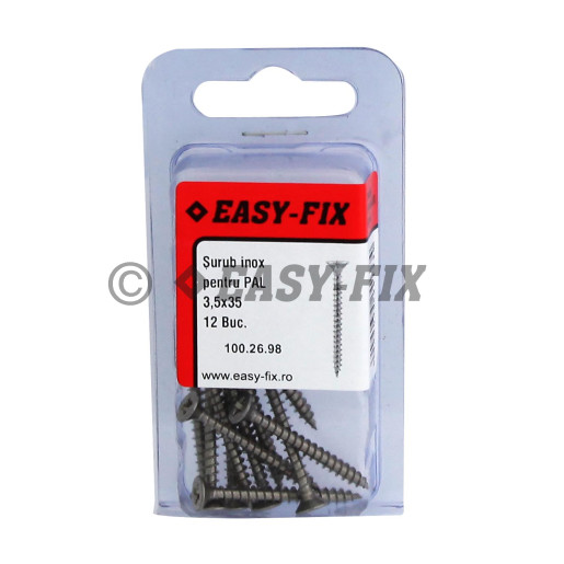 Şurub pt PAL şi lemn cap înecat 3,5x 35 Inox A2 PZ2