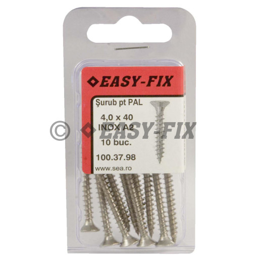 Şurub pt PAL şi lemn cap înecat 4,0x 40 Inox A2 PZ2